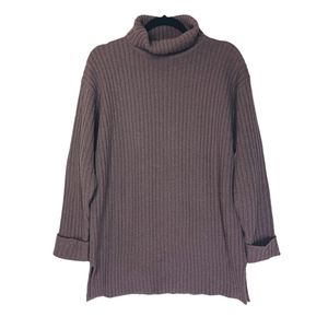 VTG EXPRESS TRICOT Ribbed Purple Gray Long Sleeve Mock Turtleneck Sweater Large